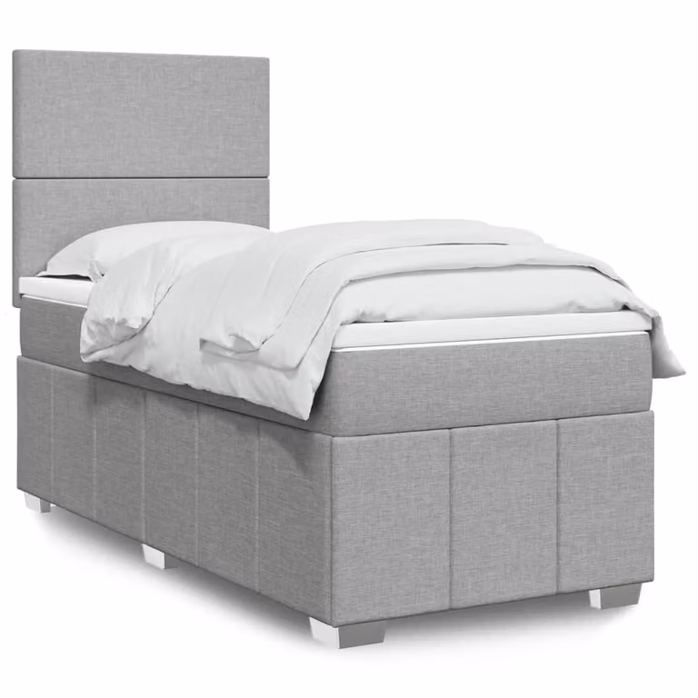 vidaXL Letto Ibrido con Materasso a Molle Insacchettate Grigio e Bianco L/P: 100 x 200 cm