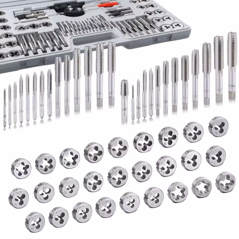 Set di maschi e filiere, acciaio resistente, prestazioni precise, set da 60 pezzi