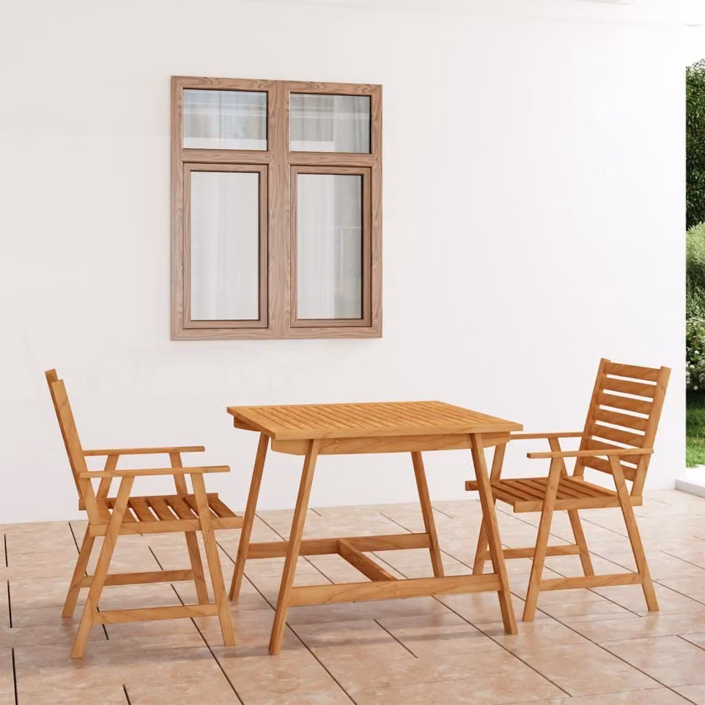 The Living Store Set da pranzo da giardino 3 pz. Set da pranzo da giardino in legno massiccio di acacia