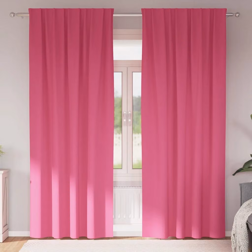 Set di 2 tende blackout vidaXL con anelli in poliestere, colore rosa, H 225 cm x L 140 cm