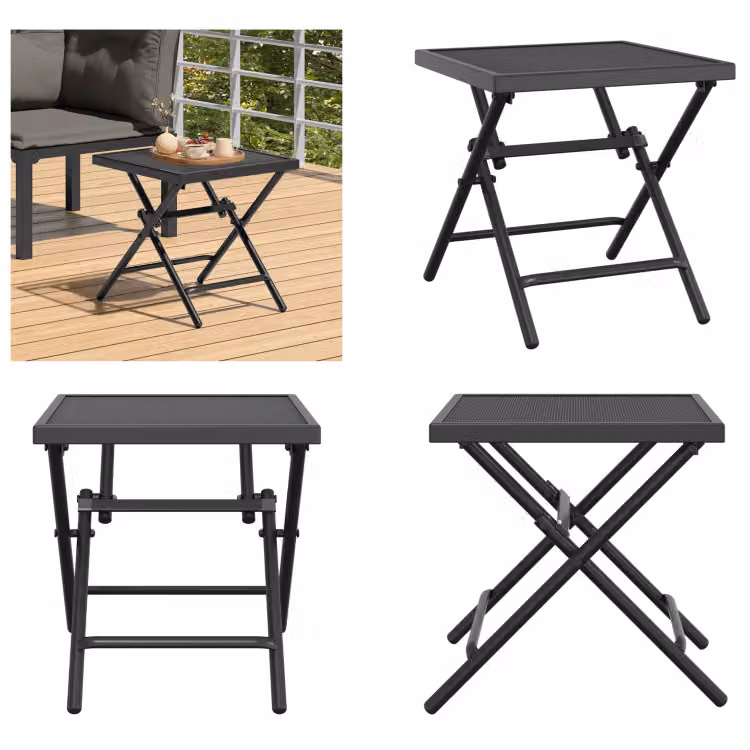 vidaXL Tavolo da giardino pieghevole antracite 38x38x38 cm griglia in acciaio - Tavolo da giardino pieghevole - Tavoli da giardino pieghevoli - Tavolo da giardino - Tavolo da esterno