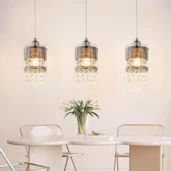 ZMH lampada a sospensione tavolo da pranzo lampada a sospensione 3 fiamme E27 vetro lampada a sospensione altezza regolabile lampadario 150CM moderno per soggiorno camera da letto