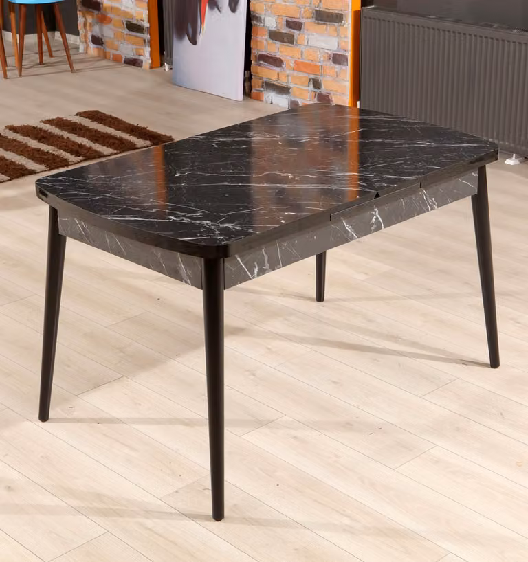 Skye Decor, Bendir - Nero, Tavolo da pranzo allungabile, Nero, 100% PANNELLI DI PARTICELLE RIVESTITI IN MELAMMINA, 132 x 76,5 x 79 cm