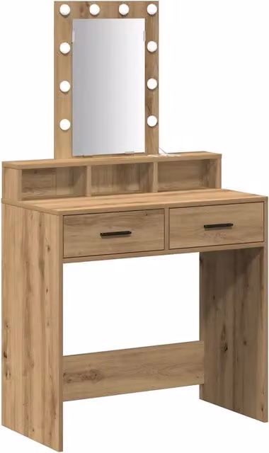 Toeletta Hollywood LED in legno marrone con finitura opaca L: 79 cm, P: 41 cm, H: 140 cm