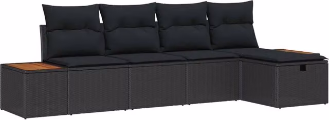 Set Divano da Giardino 5 pz Nero polyrattan 3359620