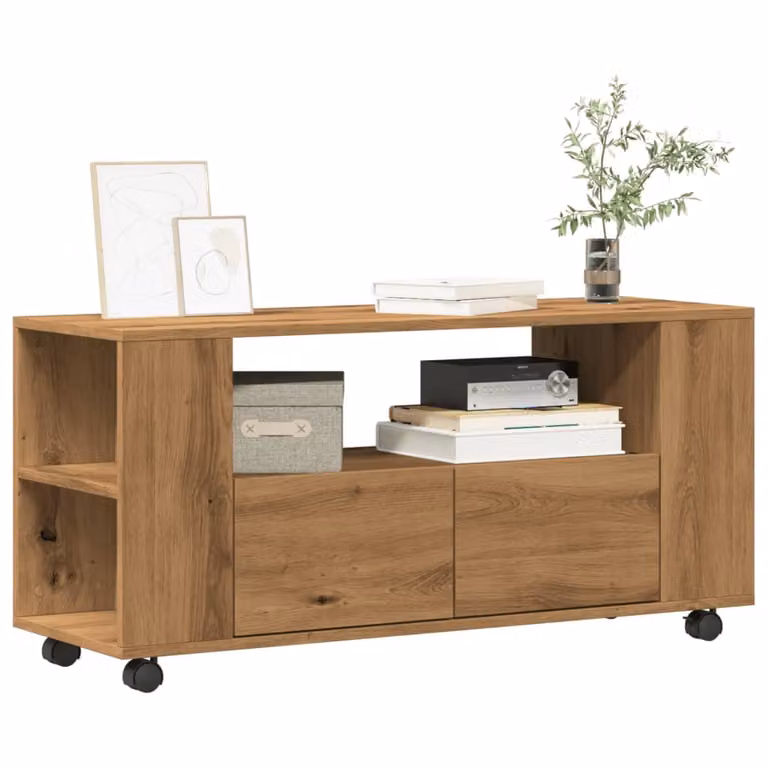 vidaXL Mobile Porta TV con Ruote in Legno Marrone, Design Moderno, L 102 cm x P 34,5 cm x H 43 cm