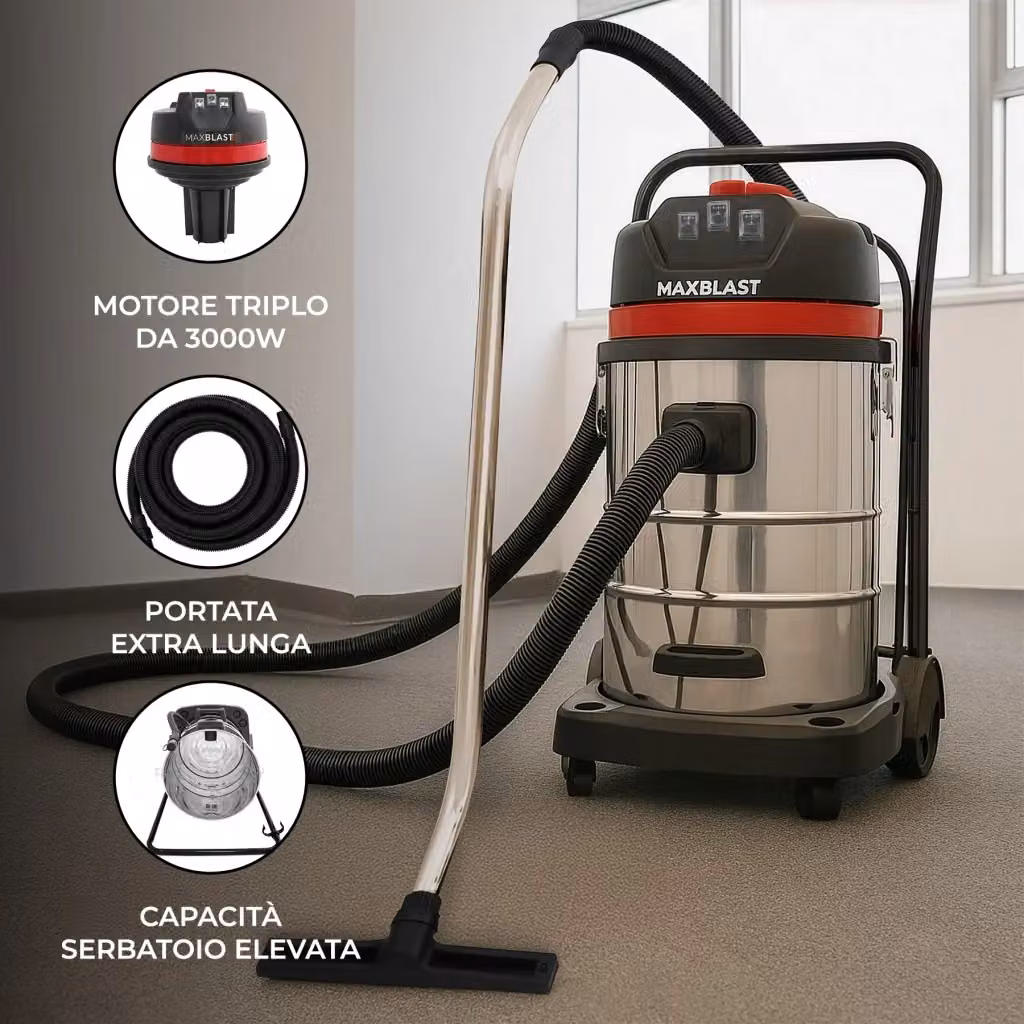 Aspirapolvere industriale MaxBlast in acciaio inossidabile per secco e umido – 2