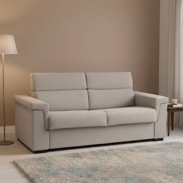 Divano Letto 3 Posti Benedetto DMORA Made in Italy, Sfoderabile, Beige, L: 225 cm, P: 95 cm