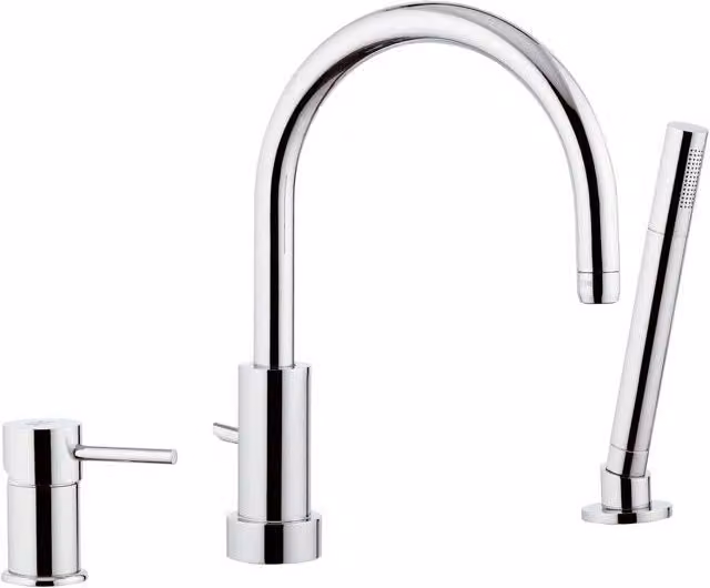 Rubinetto per bordo vasca made in italy serie suvi, dotato di doccetta minimale