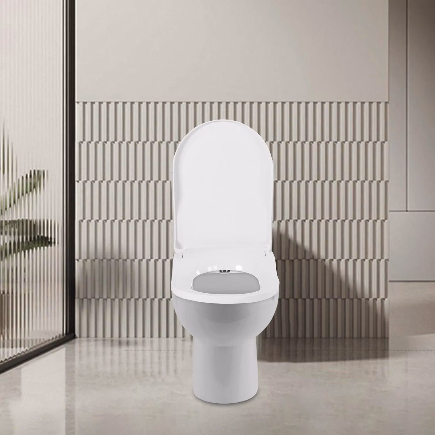 Copriwater per bidet - Forma a D - Bianco - 3 getti - Plastica