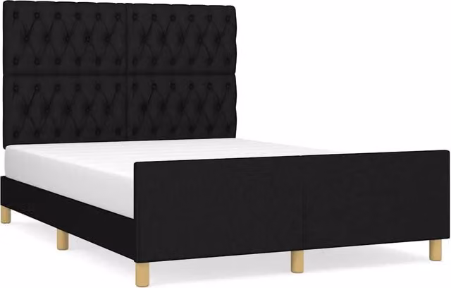 Letto matrimoniale | Letto per adulti | Giroletto senza Materasso Nero 140x190 cm in Tessuto