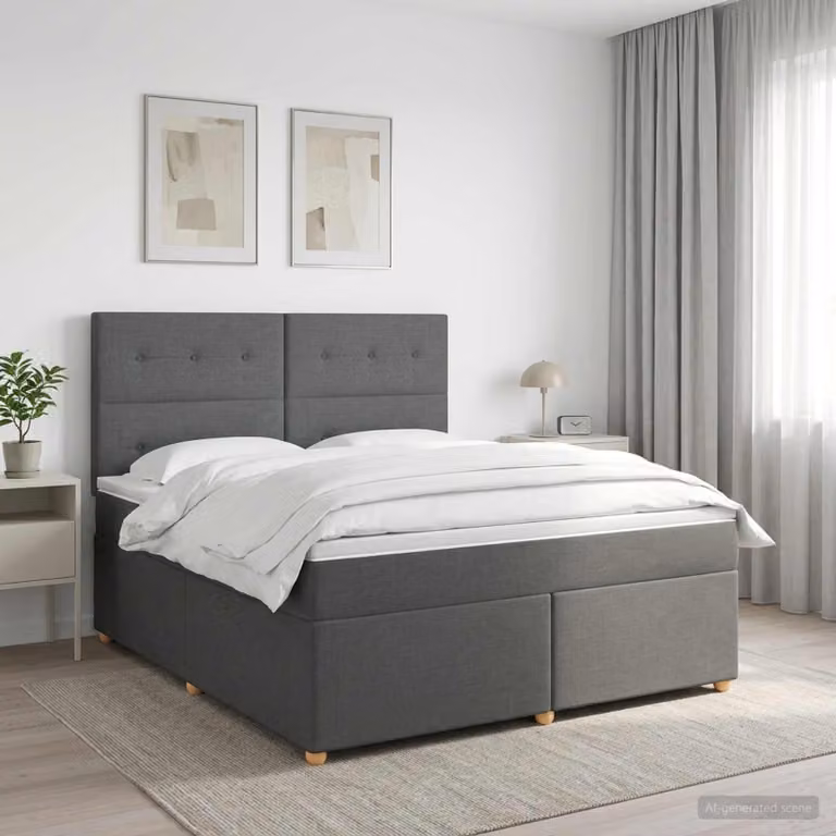 Letto box spring con materasso ibrido vidaXL Grigio e Bianco L/P: 140 x 190 cm