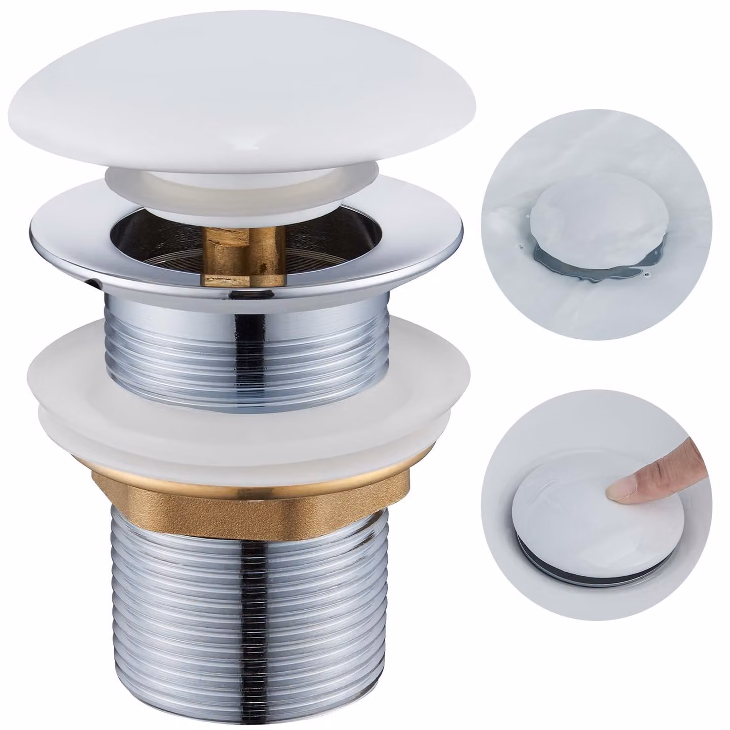 Solidchoice - Set di scarico a scomparsa in Vetroceramica, senza troppofilo, colore bianco