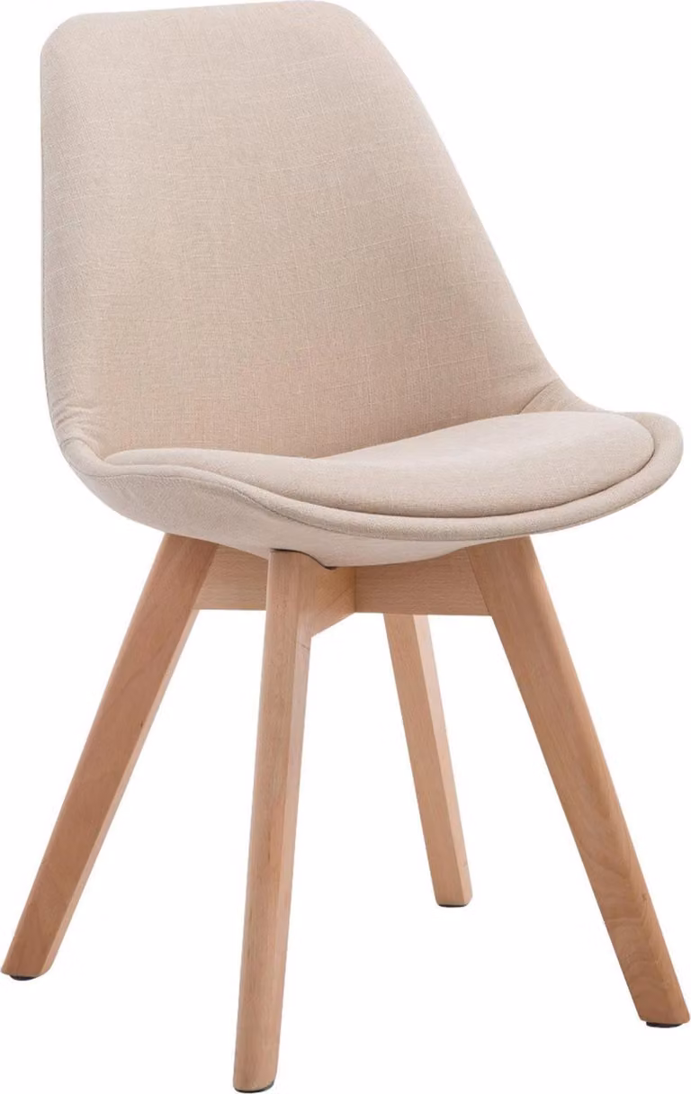 Sedia da pranzo con rivestimento in tessuto - Sedia per visitatori - Seduta confortevole - Struttura in legno di faggio | Colore: Crema | Colore abbigliamento: Naturale
