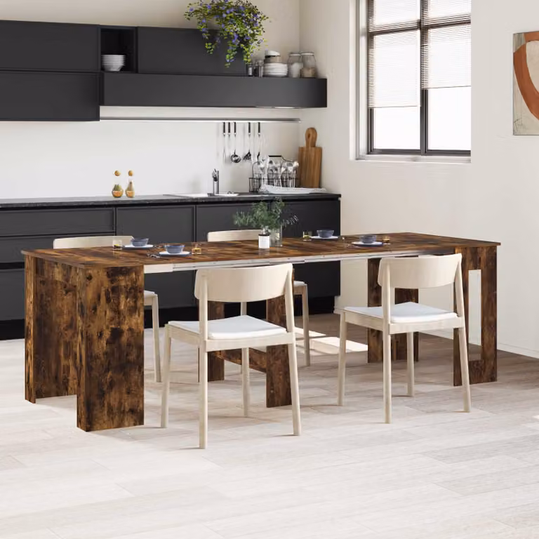 vidaXL Tavolo da Pranzo Moderno Rettangolare in Legno MDF Marrone L: 240 cm, P: 85 cm, H: 75 cm