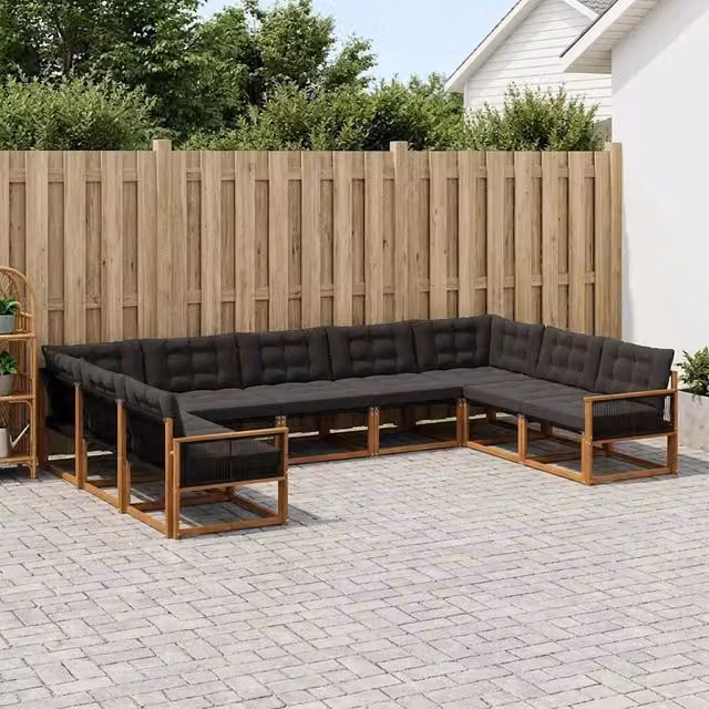 Set di divani da esterno 9 pz Naturale e Nero 3381680