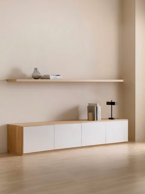 Mensola a parete Unite in impiallacciatura di rovere marrone Kenay Home L: 180 cm – 1