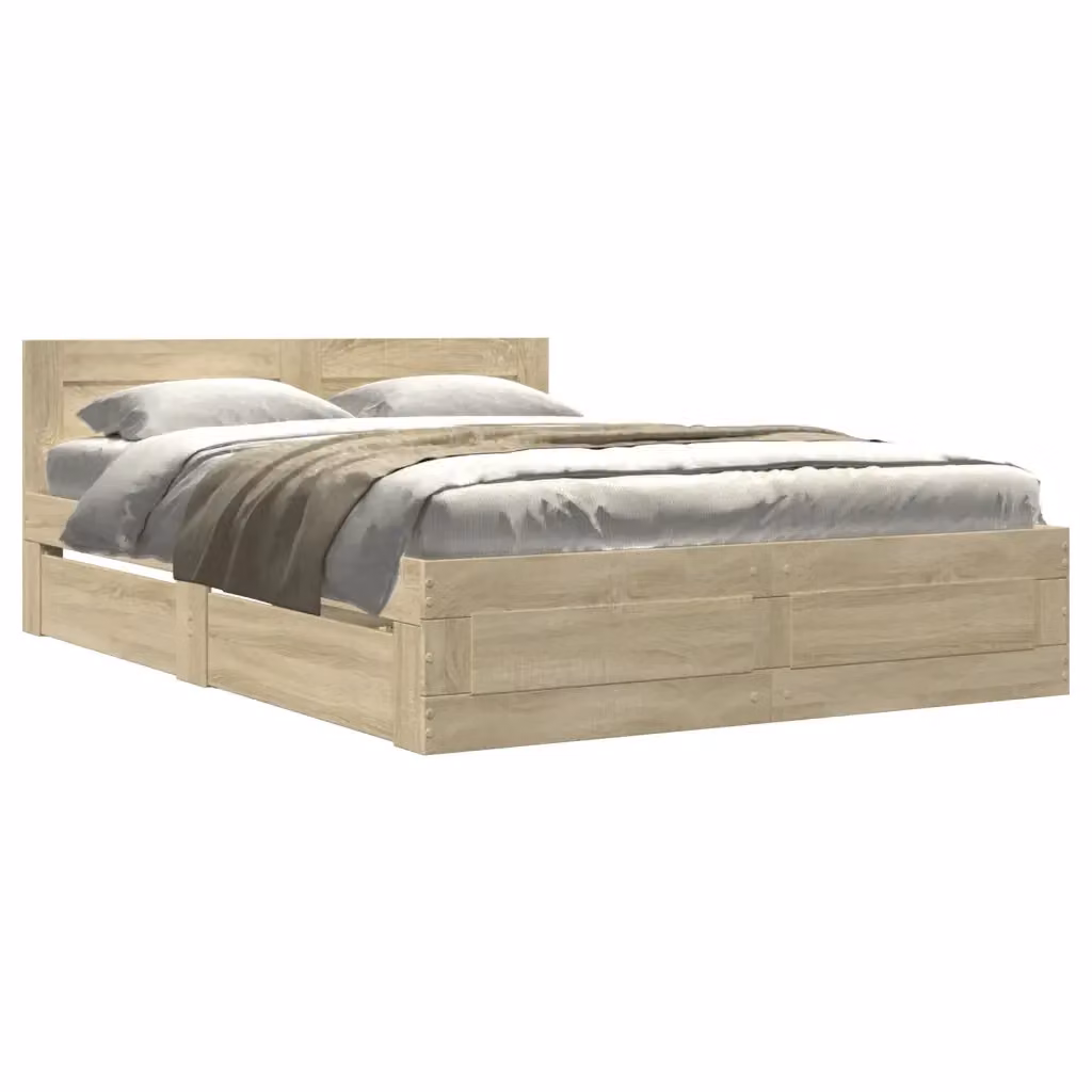 vidaXL Giroletto con Testiera in Legno Multistrato Rovere Sonoma, L/P/H: 140 x 200 x 300 cm – 2