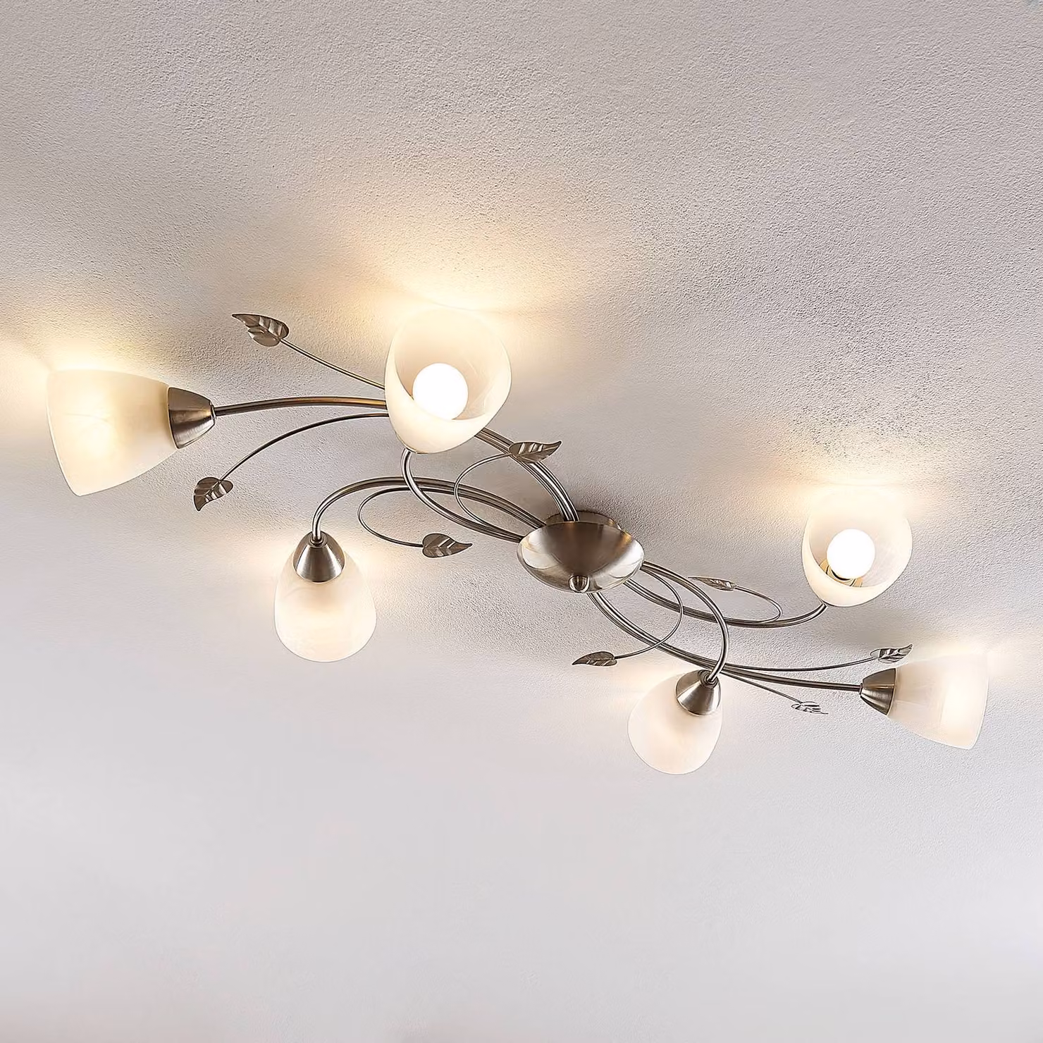 Plafoniera soffitto Yannie Lindby, dimmerabile, Alluminio / Grigio / Zincato, Soggiorno / Sala da pranzo, Metallo, Antico, Plafoniera