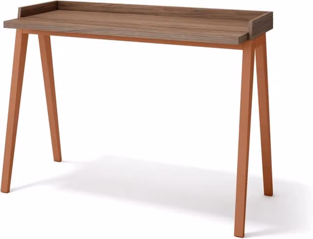 Scrivania Herdasa effetto noce gambe faggio in terracotta 81x111x50cm