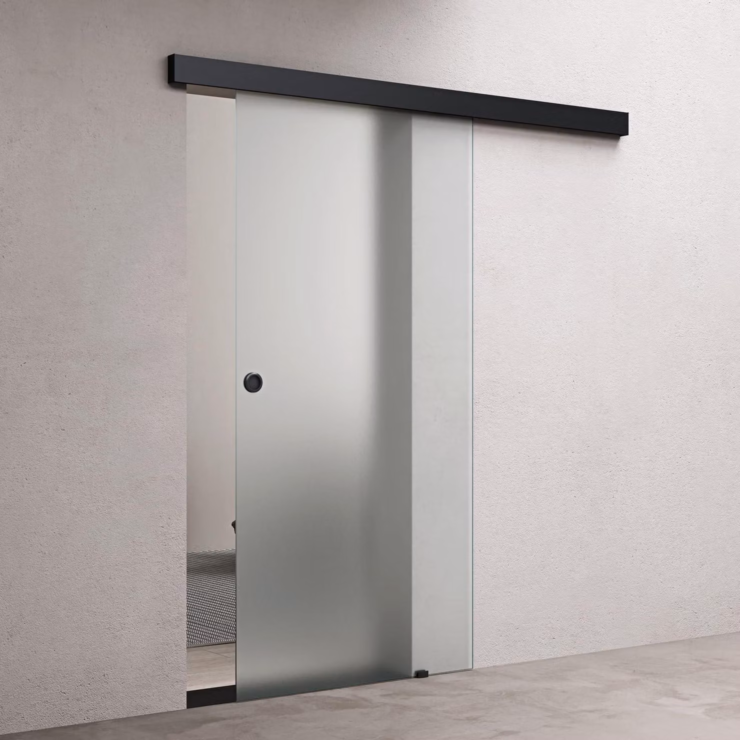 doporro Porta Scorrevole in Vetro Temperato 8 mm Satinato, con Binario in Alluminio Finitura Nera, Soft-Close, 102,5x205 cm Amalfi12