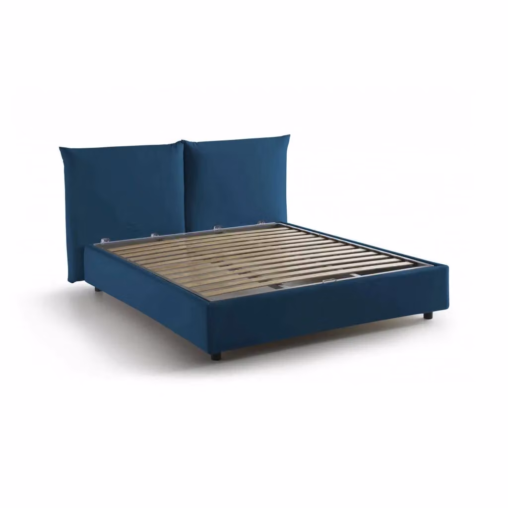 Letto Matrimoniale Aghineo Talamo Italia Blu con Contenitore a Alzata e Rivestimento in Tessuto L/P/H: 160 x 200 x 225 cm – 2