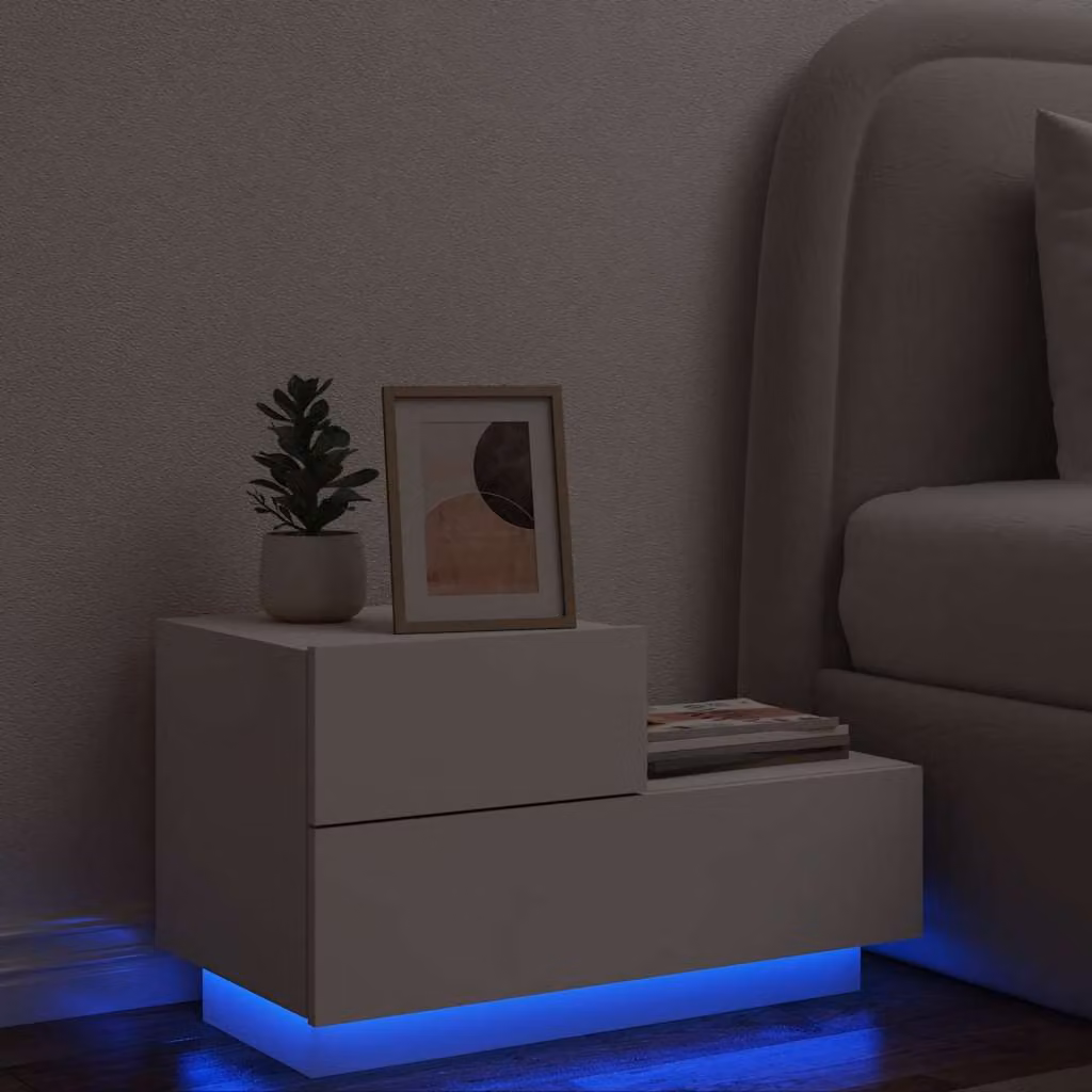 Comodino moderno vidaXL con luci LED bianche L: 70 cm, P: 36 cm, H: 40,5 cm