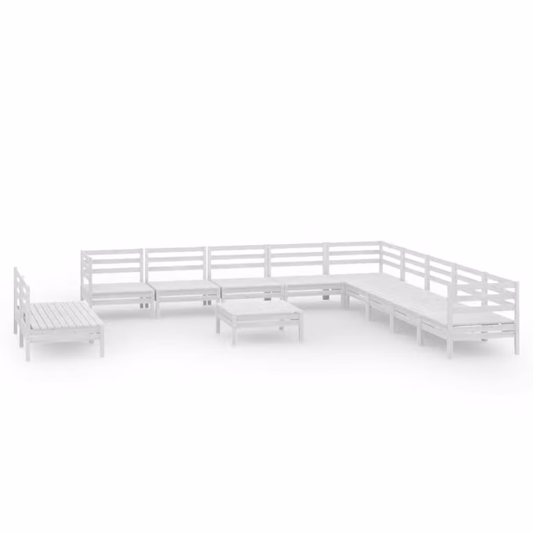 Set Salotto da Giardino 12 pz in Legno Massello di Pino Bianco