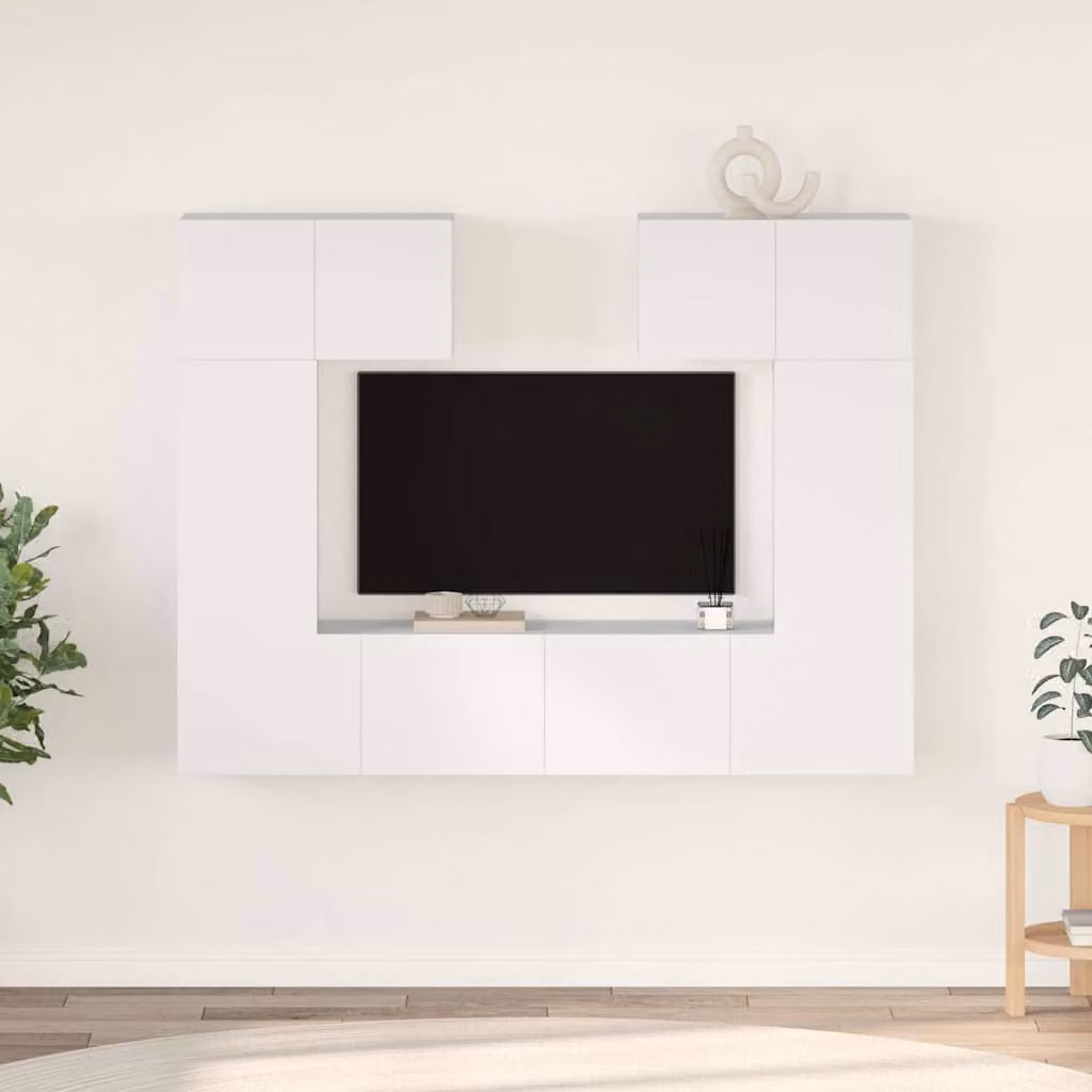 Set di mobili porta TV vidaXL da 6 pezzi bianco in legno multistrato per soggiorno