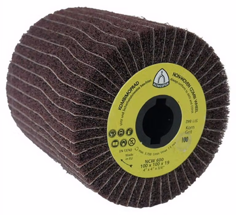 Disco abrasivo in feltro, grana K80, dimensioni 100x100x19 mm, ossido di alluminio, grana grossa