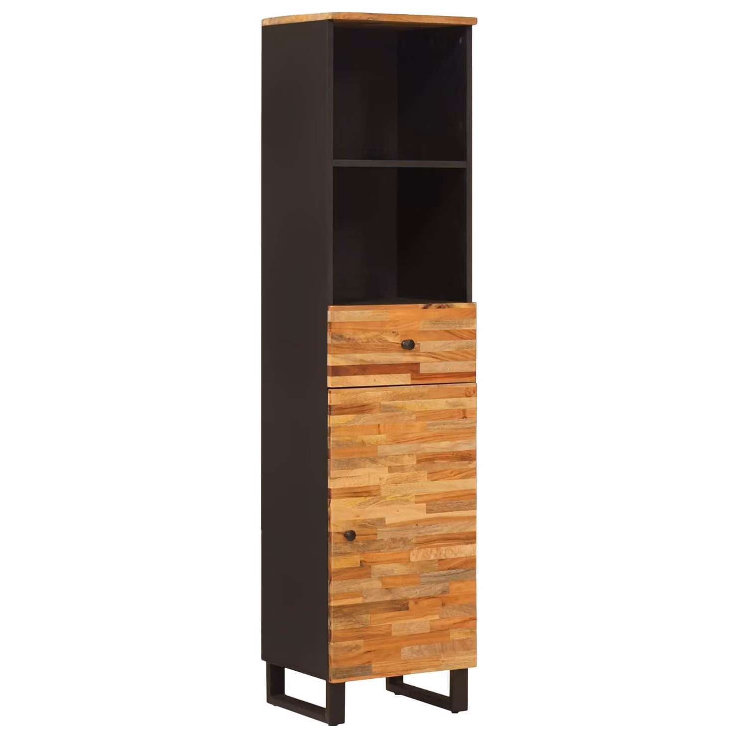 Mobile da bagno vidaXL in legno di mango marrone con ante a cerniera L/P/H: 38 x 33 x 160 cm