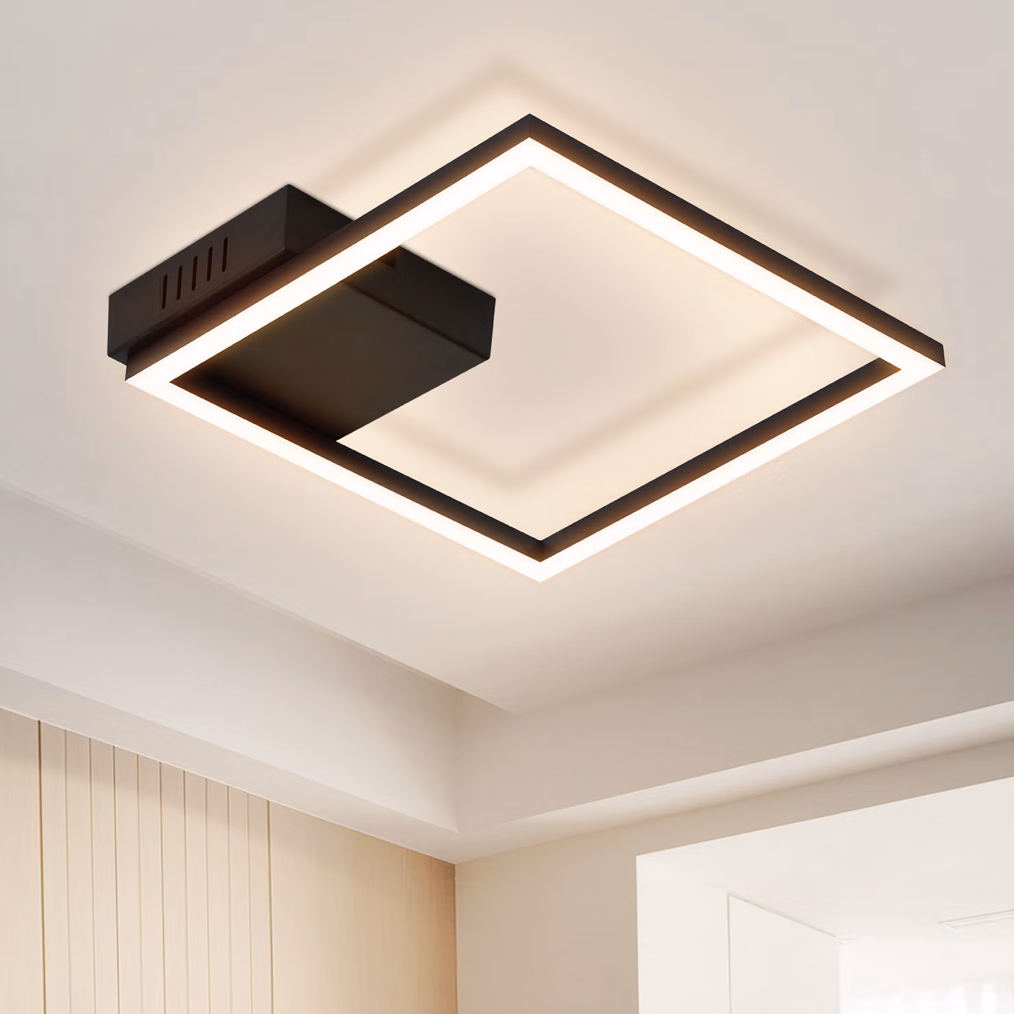 ZMH plafoniera LED plafoniera bianco caldo camera da letto lampada nera cucina lampada design moderno 3000K 12W quadrato corridoio lampada illuminazione a soffitto