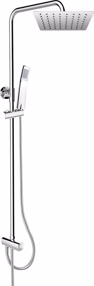 Mereo Set doccia con asta, flessibile, mano e piatto, sottile, acciaio inox - CB95001SS2