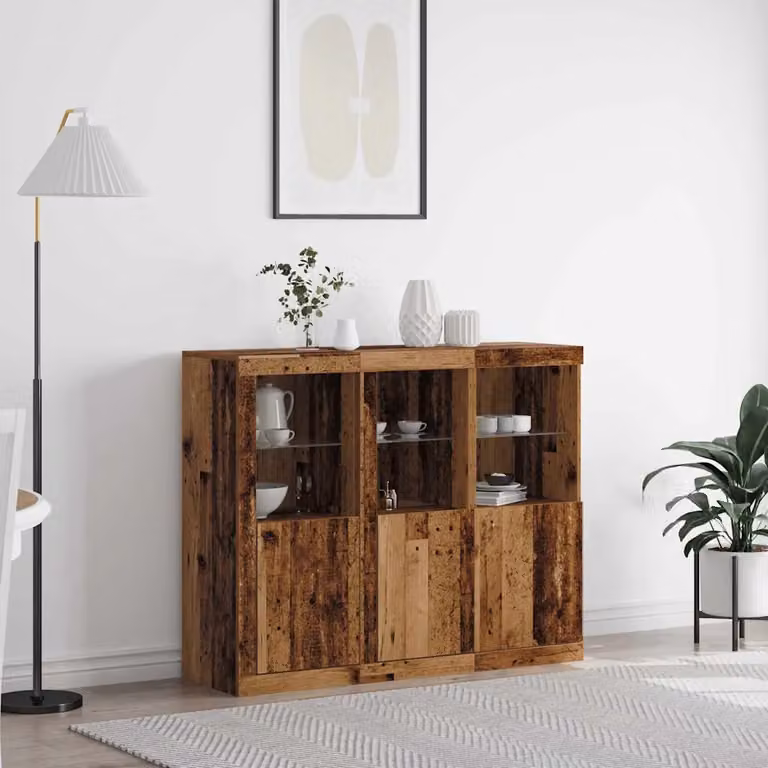Madia moderna vidaXL in legno vecchio marrone con illuminazione LED L 123 cm x P 37 cm x H 100 cm