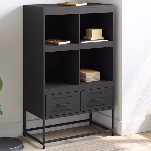 Credenza Buffet Armadio da Cucina e Soggiorno Design Mania in Metallo Nero Opaco L: 68 cm, P: 39 cm, H: 111,5 cm