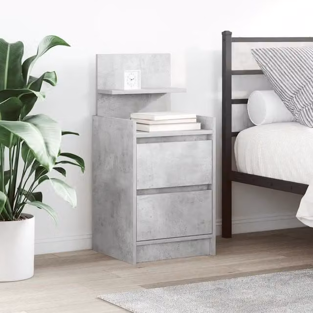 Set di 2 comodini sospesi vidaXL con 2 cassetti in stile moderno, colore grigio, L 38 cm x P 34 cm x H 80 cm