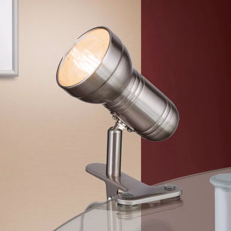 ORION Lampada con morsetto SAMAL, Alluminio / Grigio / Zincato, Soggiorno / Sala da pranzo, Metallo, Moderno, Lampada con morsetto