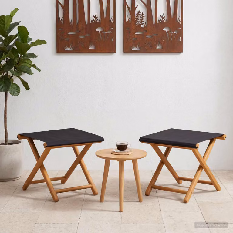 Set di 2 lettini da esterno vidaXL in legno di eucalipto nero con tessuto resistente ai raggi UV