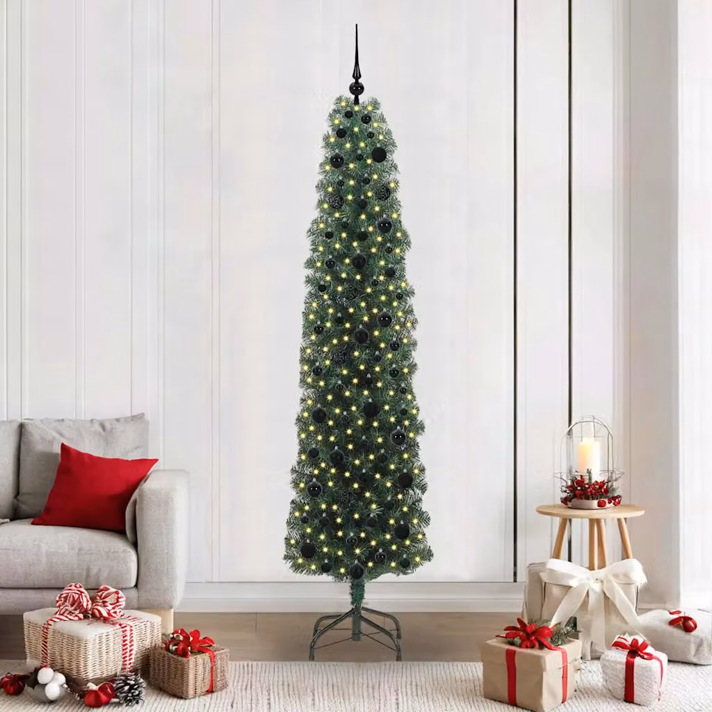 Albero di Natale artificiale moderno vidaXL verde con 300 LED luce bianca calda, Altezza: 210 cm