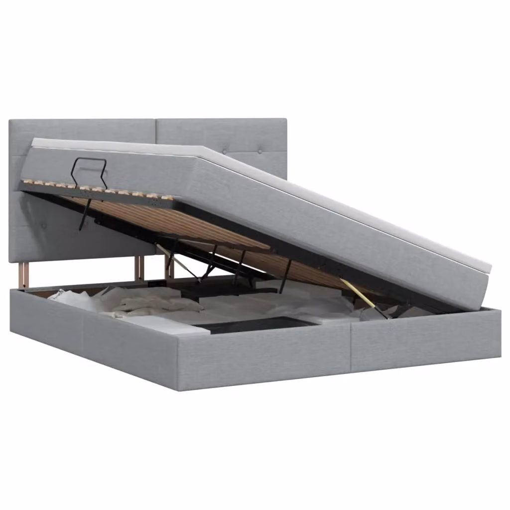 Letto con contenitore moderno vidaXL in tessuto grigio con base a sollevamento L: 140 cm, P: 190 cm, H: 128 cm – 2