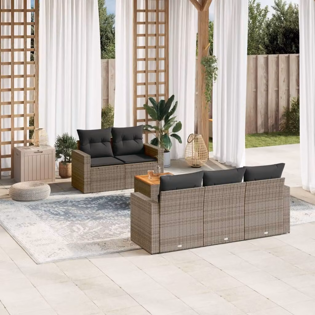 Maison Exclusive - Set Divano da Giardino 6 pz con Cuscini Grigio in Polyrattan