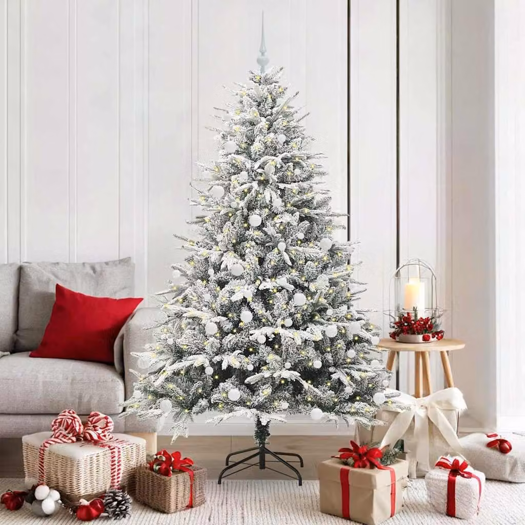 Maison Exclusive - Albero di Natale artificiale illuminato con set di palline verdi