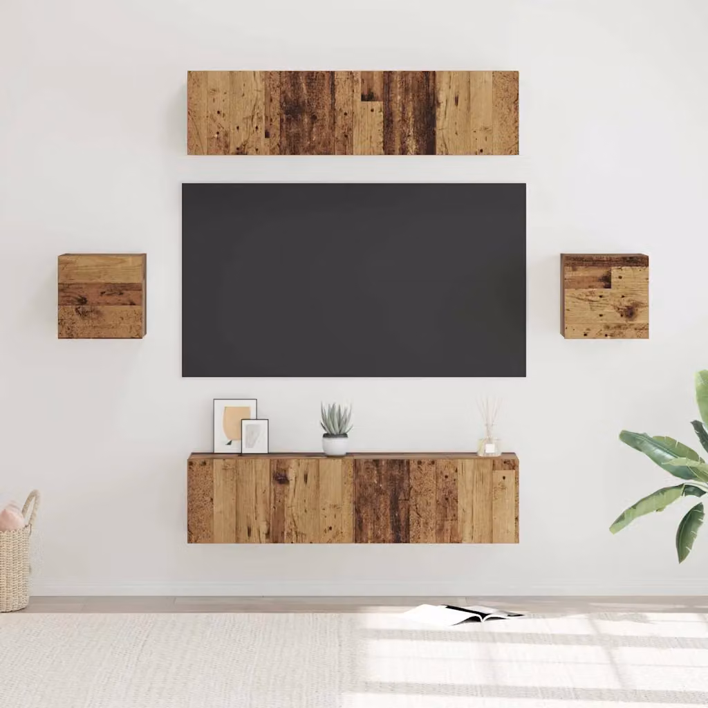 Set mobile TV moderno vidaXL in 6 pezzi color marrone in legno ingegnerizzato e MDF L/P/H: 180 x 40 x 60 cm