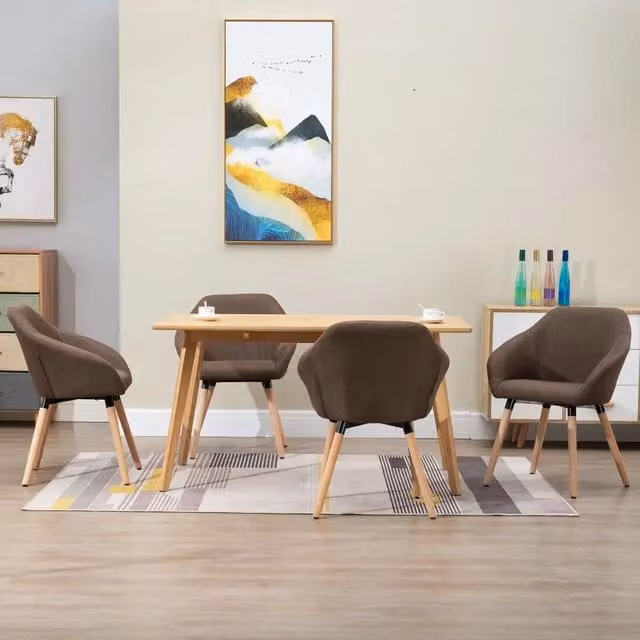 Set di 4 sedie da pranzo vidaXL in tessuto marrone con design moderno
