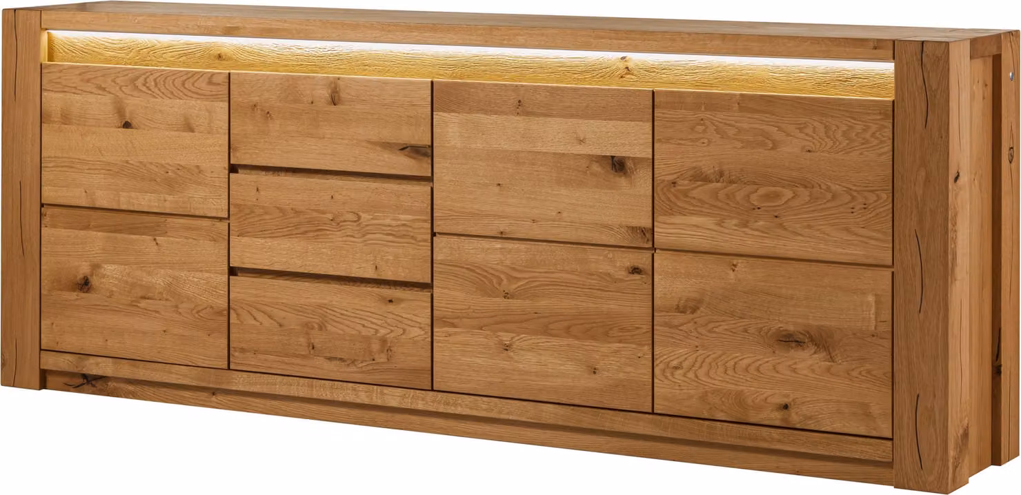 MASSIVMOEBEL24 | Credenza in legno di quercia selvatica 223x40x85 oliato marrone KENT #331