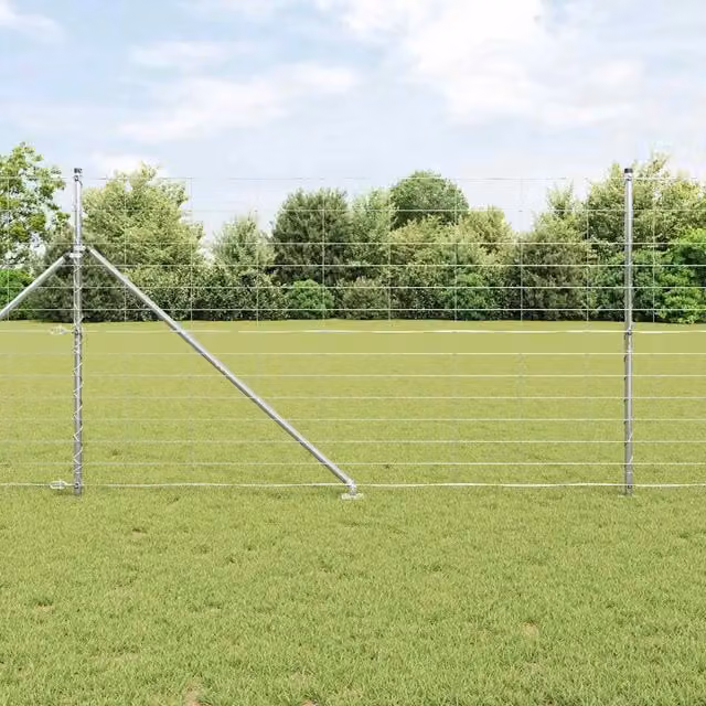 Recinzione in rete saldata con punte vidaXL in acciaio zincato argento, L: 25 m, H: 1,4 m
