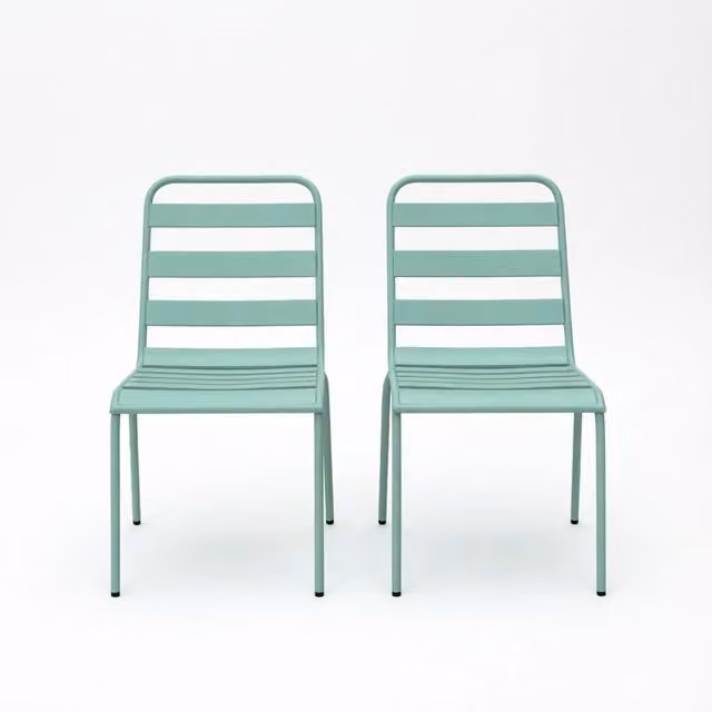Set da 2 pezzi di sedie da esterno impilabili REDOM in acciaio verniciato a polvere verde opaco L: 46 cm, P: 58 cm, H: 78 cm – 1