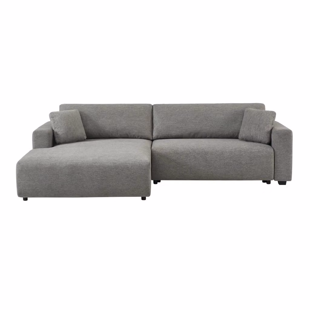 Divano angolare sinistro SWEEEK in tessuto grigio con contenitore e funzione letto per 3 persone – 2