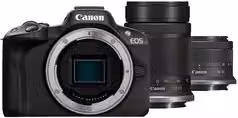 Fotocamera mirrorless Canon EOS R50 con sensore APS-C da 24,2 MP, Kit lenti RF-S 18-45mm IS STM e RF 55-210mm F5.6-7.1 IS STM, colore nero