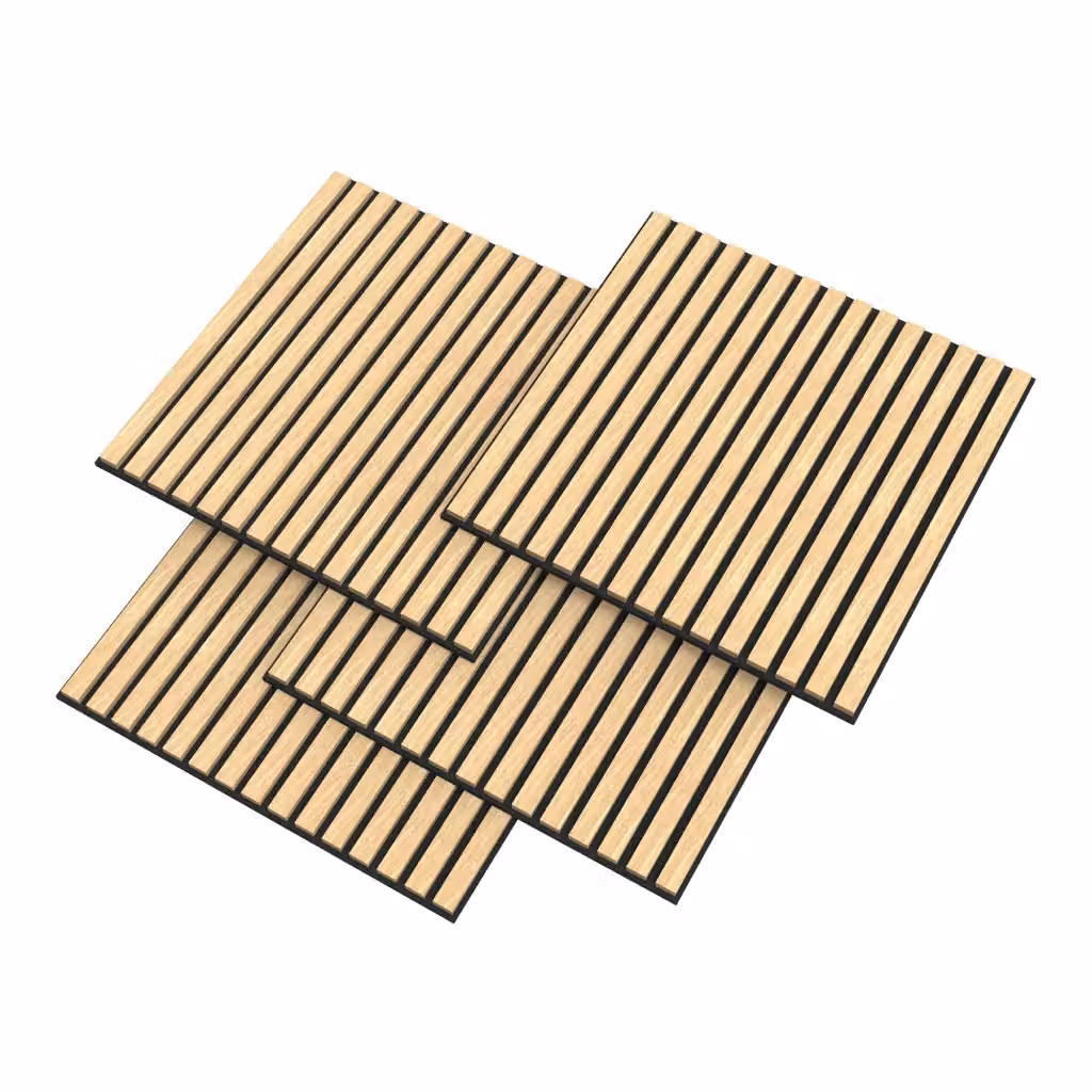 Set di 12 Pannelli Murali 3D Fonoassorbenti NEU.HOLZ a Listelli Dritti Effetto Rovere Chiaro Beige, Copertura 4,32 m², L/P: 60 x 60 cm – 2